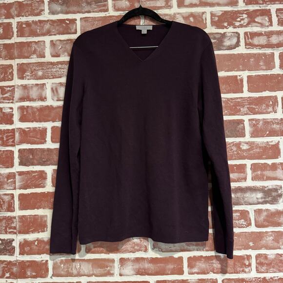 COS Womens Merino Wool V-Neck Pullover Sweater EUC Purple Plum - Picture 1 of 7